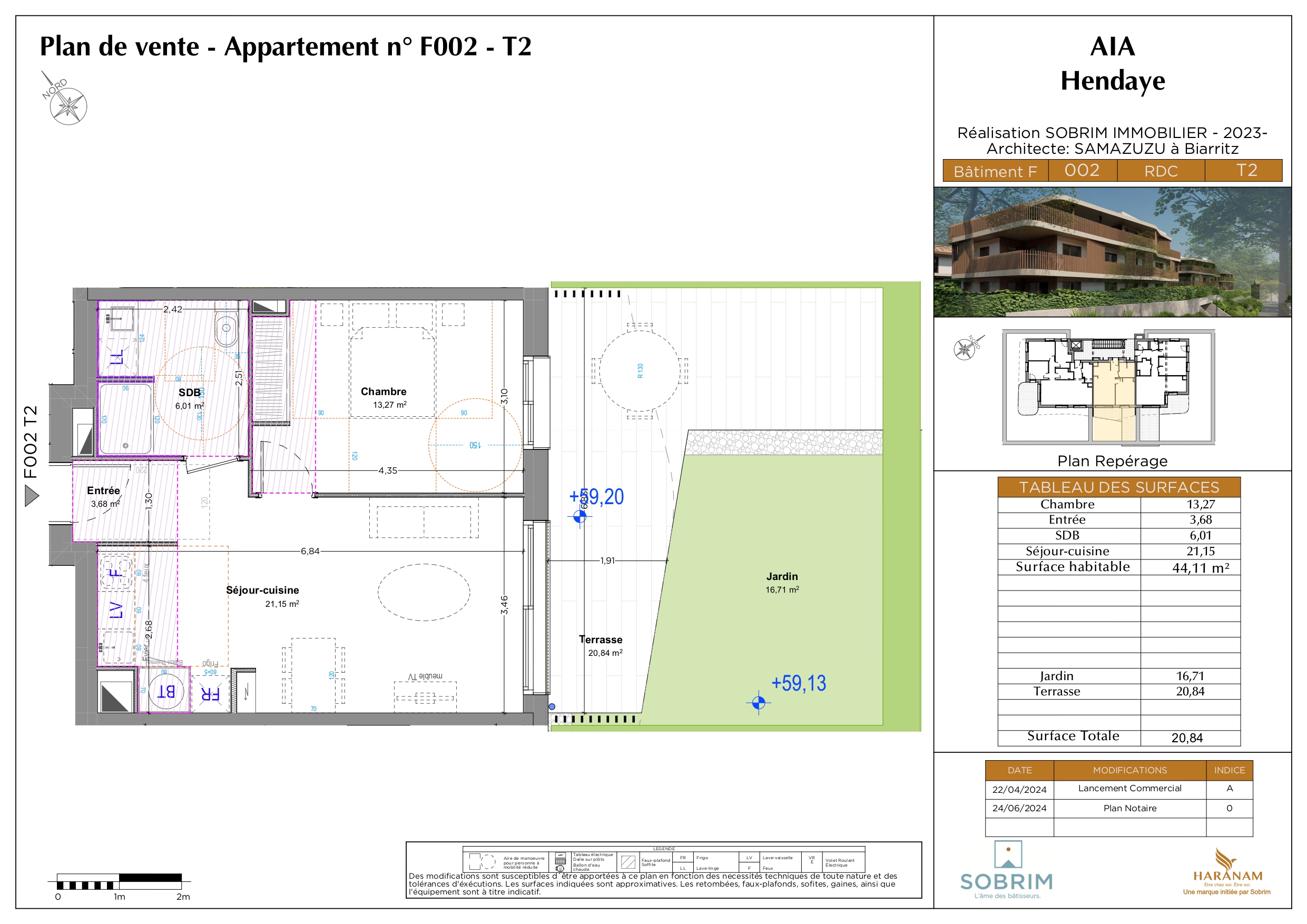 Rez-de-Jardín T2 NEUF à vendre avec Terrasse,Cave et Parking SS.